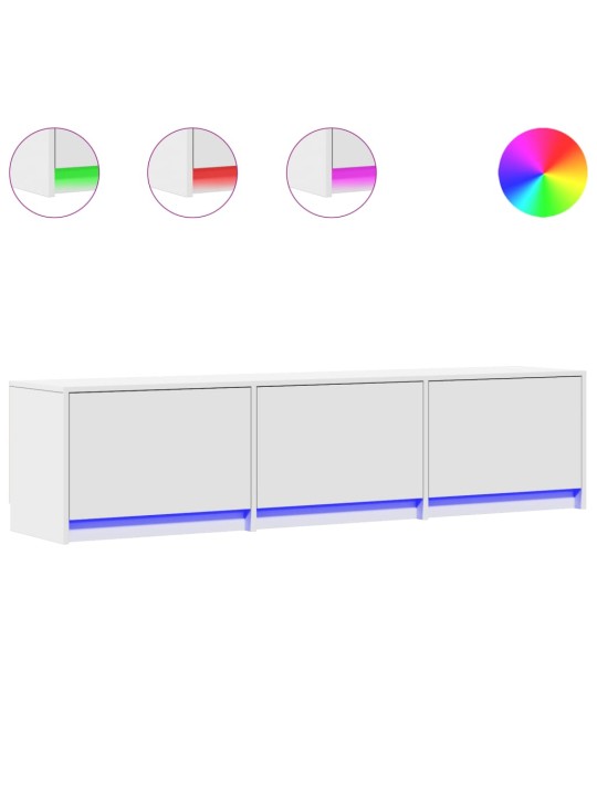 Tv skapītis ar led, balts, 165x34x40 cm, inženierijas koks