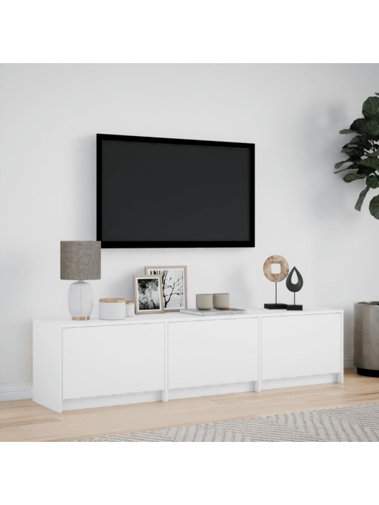 Tv skapītis ar led, balts, 165x34x40 cm, inženierijas koks