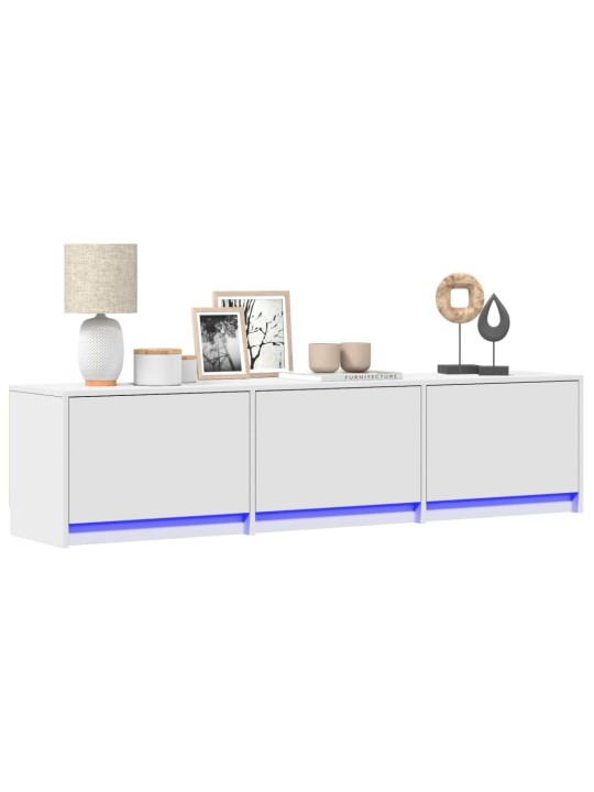 Tv skapītis ar led, balts, 165x34x40 cm, inženierijas koks