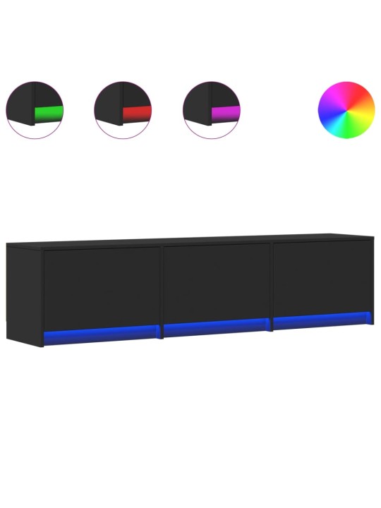 Tv skapītis ar led, melns, 165x34x40 cm, inženierijas koks