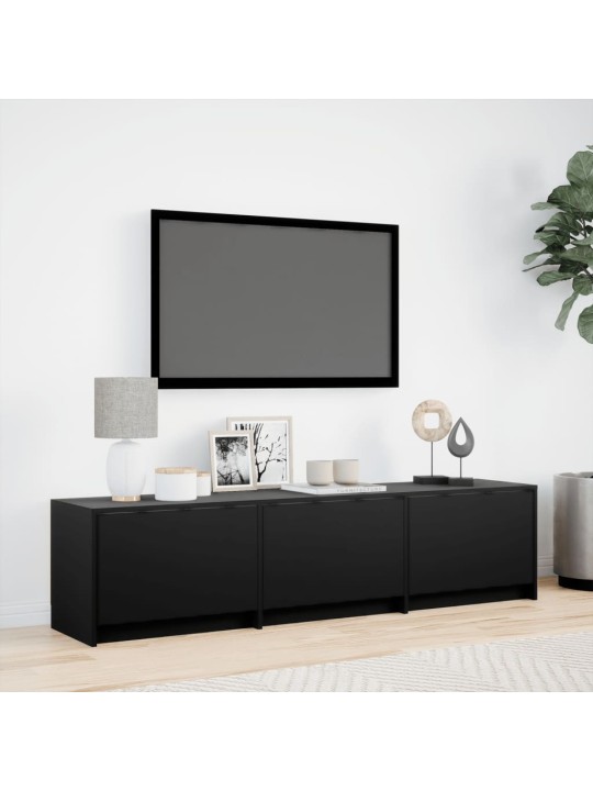 Tv skapītis ar led, melns, 165x34x40 cm, inženierijas koks