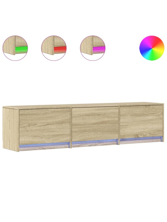 Tv skapītis ar led, koka krāsa, 165x34x40 cm, inženierijas koks