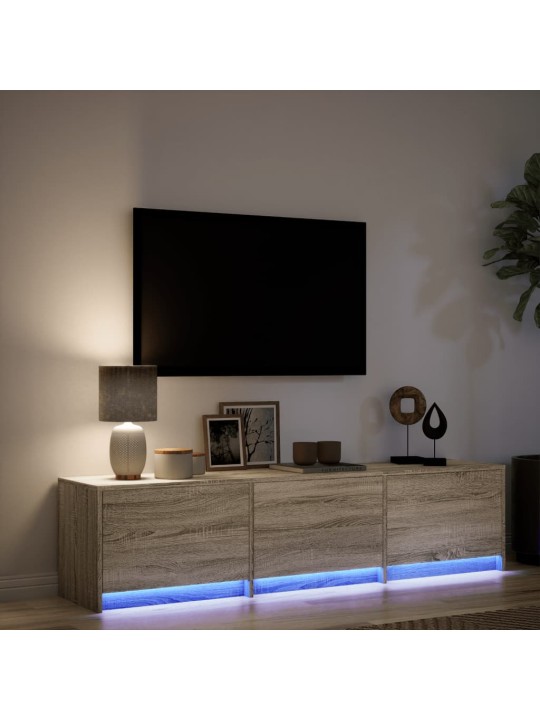 Tv skapītis ar led, koka krāsa, 165x34x40 cm, inženierijas koks
