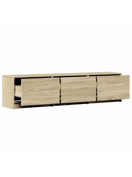Tv skapītis ar led, koka krāsa, 165x34x40 cm, inženierijas koks