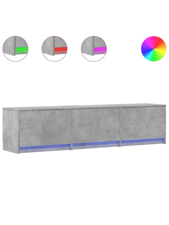 Tv skapītis ar led, pelēks, 165x34x40 cm, inženierijas koks