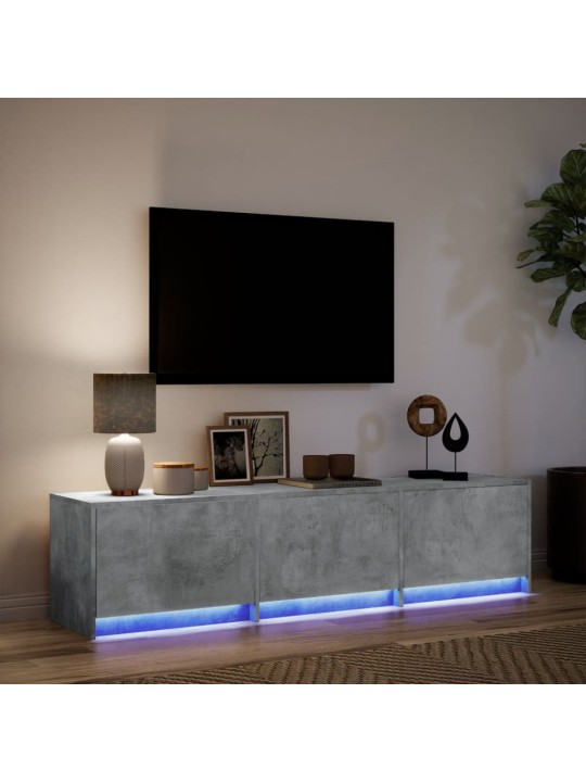 Tv skapītis ar led, pelēks, 165x34x40 cm, inženierijas koks
