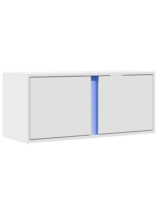 Tv sienas skapītis ar led lampiņām, balts, 80x31x35 cm