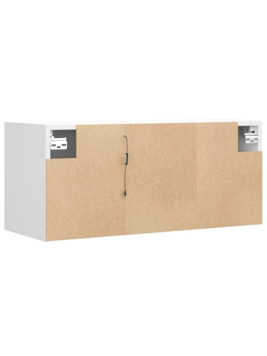 Tv sienas skapītis ar led lampiņām, balts, 80x31x35 cm