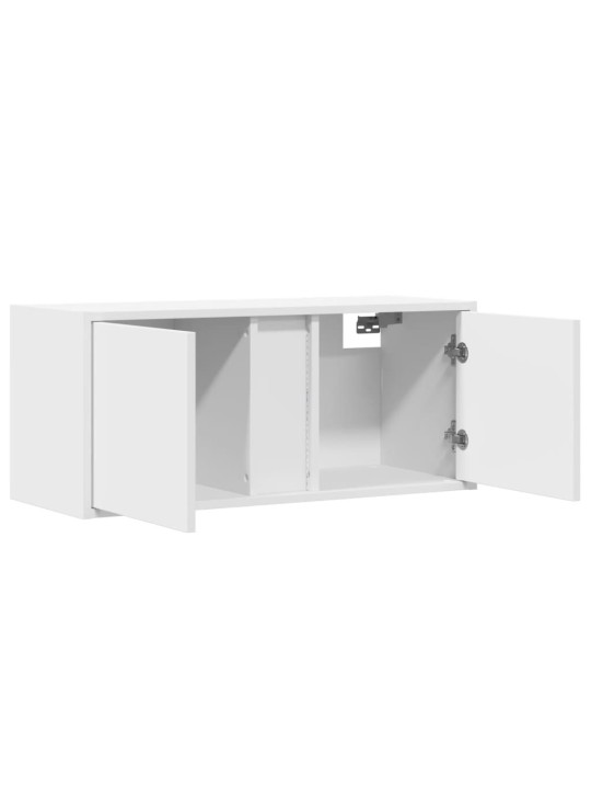 Tv sienas skapītis ar led lampiņām, balts, 80x31x35 cm