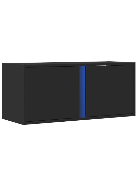 Tv sienas skapītis ar led lampiņām, melns, 80x31x35 cm