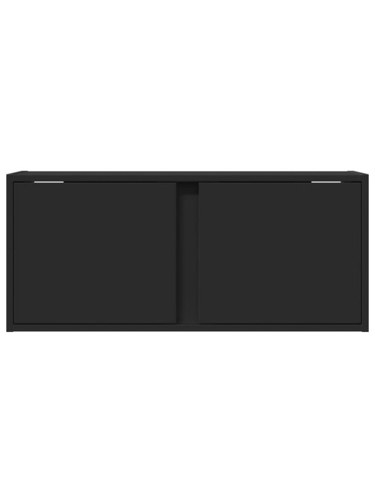 Tv sienas skapītis ar led lampiņām, melns, 80x31x35 cm