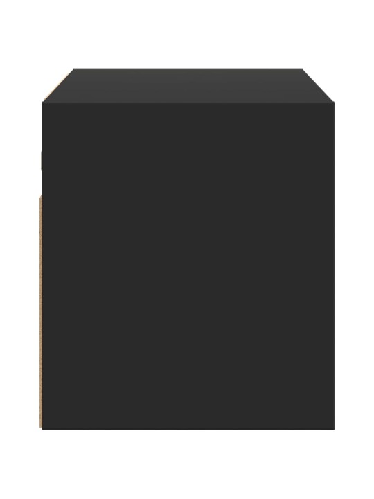 Tv sienas skapītis ar led lampiņām, melns, 80x31x35 cm