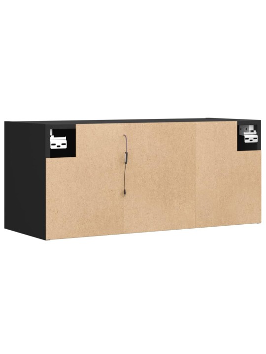Tv sienas skapītis ar led lampiņām, melns, 80x31x35 cm