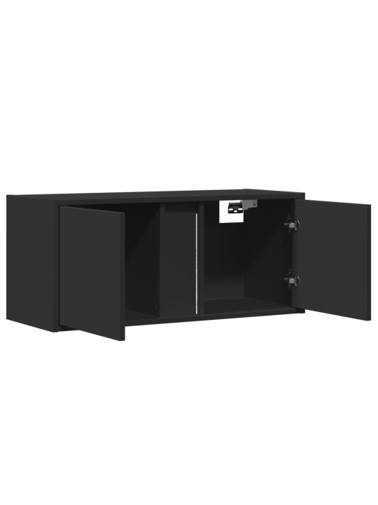 Tv sienas skapītis ar led lampiņām, melns, 80x31x35 cm