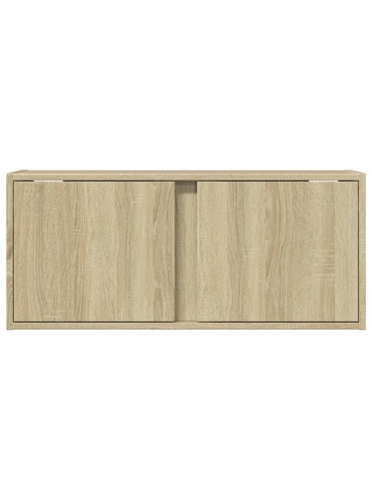 Tv sienas skapītis ar led lampiņām, koka krāsa, 80x31x35 cm