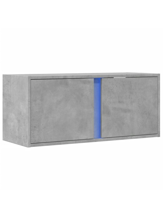 Tv sienas skapītis ar led lampiņām, betona pelēks, 80x31x55 cm