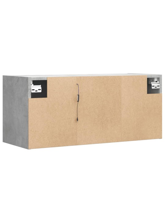 Tv sienas skapītis ar led lampiņām, betona pelēks, 80x31x55 cm