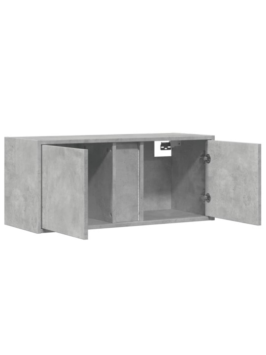 Tv sienas skapītis ar led lampiņām, betona pelēks, 80x31x55 cm