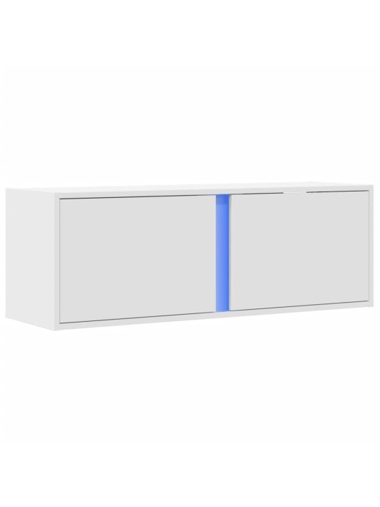 Tv sienas skapītis ar led lampiņām, balts, 100x31x35 cm