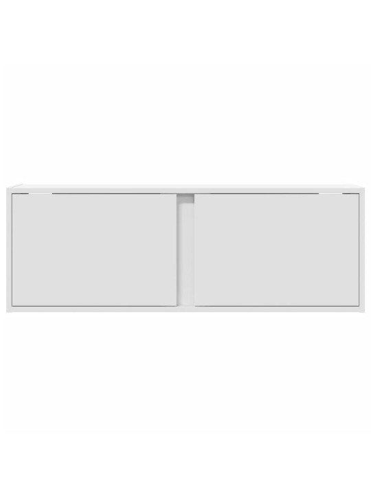 Tv sienas skapītis ar led lampiņām, balts, 100x31x35 cm