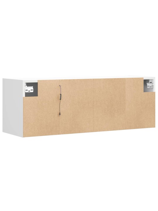 Tv sienas skapītis ar led lampiņām, balts, 100x31x35 cm