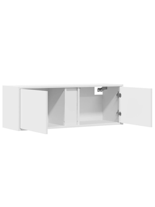Tv sienas skapītis ar led lampiņām, balts, 100x31x35 cm