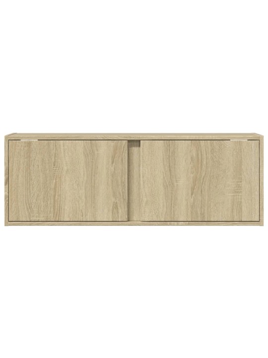 Tv sienas skapītis ar led lampiņām, koka krāsa, 100x31x35 cm