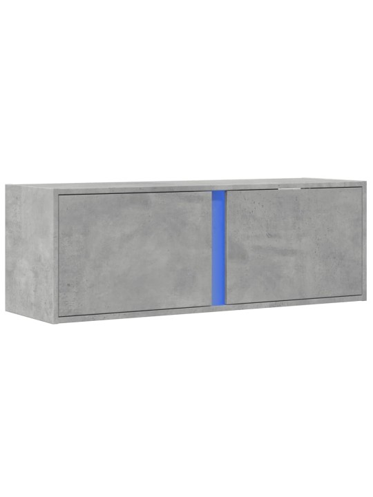 Tv sienas skapītis ar led lampiņām, betona pelēks, 100x31x35 cm