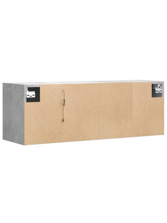 Tv sienas skapītis ar led lampiņām, betona pelēks, 100x31x35 cm