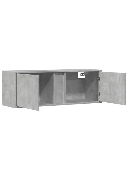 Tv sienas skapītis ar led lampiņām, betona pelēks, 100x31x35 cm