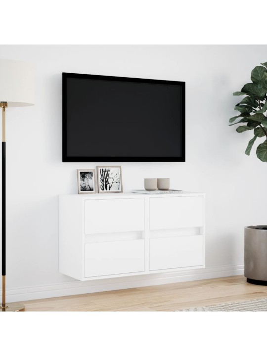 Tv galdiņi ar led lampiņām, 2 gab., balti, 41x31x45 cm