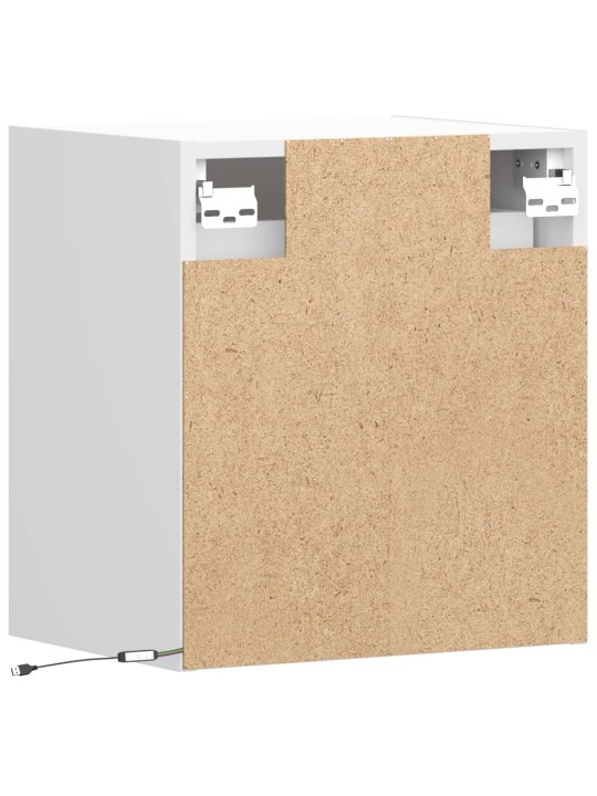 Tv galdiņi ar led lampiņām, 2 gab., balti, 41x31x45 cm