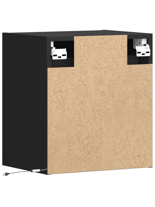 Tv sienas skapītis ar led lampiņām, melns, 41x31x45 cm
