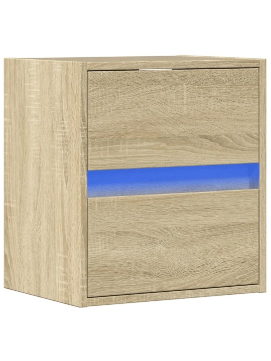Tv sienas skapītis ar led lampiņām, ozola krāsa, 41x31x45 cm
