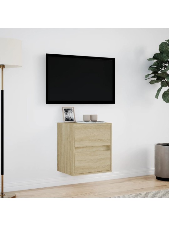 Tv sienas skapītis ar led lampiņām, ozola krāsa, 41x31x45 cm