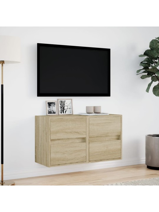 Tv galdiņi ar led lampiņām, 2 gab., ozola krāsa, 41x31x45 cm