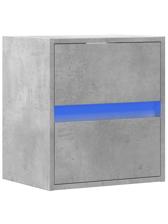 Tv sienas skapītis ar led lampiņām, betona pelēks, 41x31x45 cm
