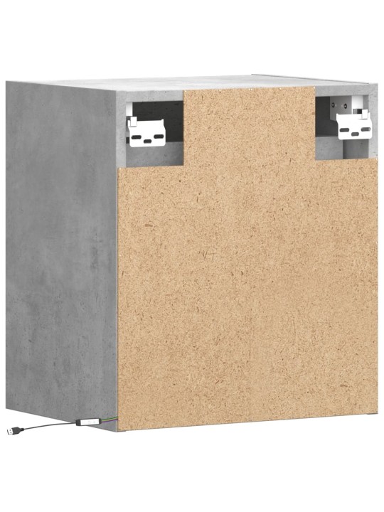 Tv sienas skapītis ar led lampiņām, betona pelēks, 41x31x45 cm