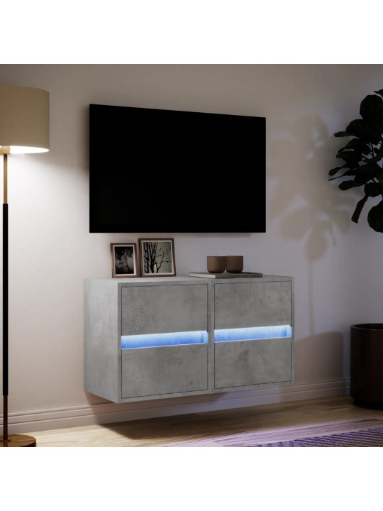 Tv galdiņi ar led lampiņām, 2 gab., betona pelēks, 41x31x45 cm