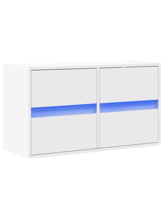 Tv sienas skapītis ar led lampiņām, balts, 80x31x45 cm
