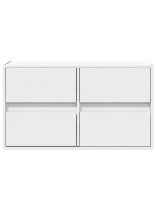 Tv sienas skapītis ar led lampiņām, balts, 80x31x45 cm
