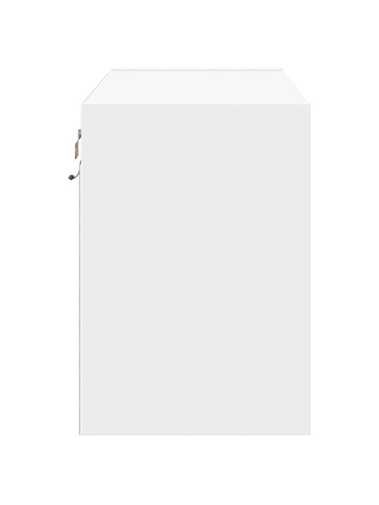 Tv sienas skapītis ar led lampiņām, balts, 80x31x45 cm