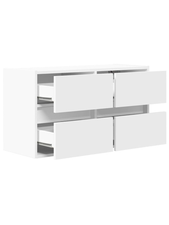 Tv sienas skapītis ar led lampiņām, balts, 80x31x45 cm
