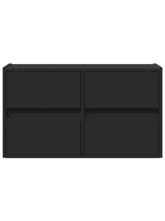 Tv sienas skapītis ar led lampiņām, melns, 80x31x45 cm
