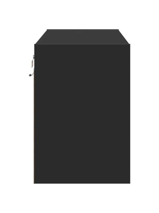 Tv sienas skapītis ar led lampiņām, melns, 80x31x45 cm