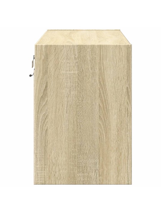 Tv sienas skapītis ar led lampiņām, ozola krāsa, 80x31x45 cm