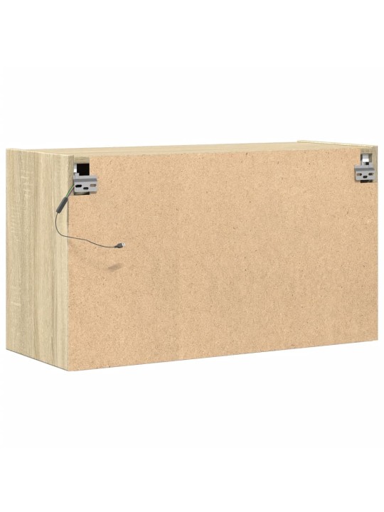 Tv sienas skapītis ar led lampiņām, ozola krāsa, 80x31x45 cm