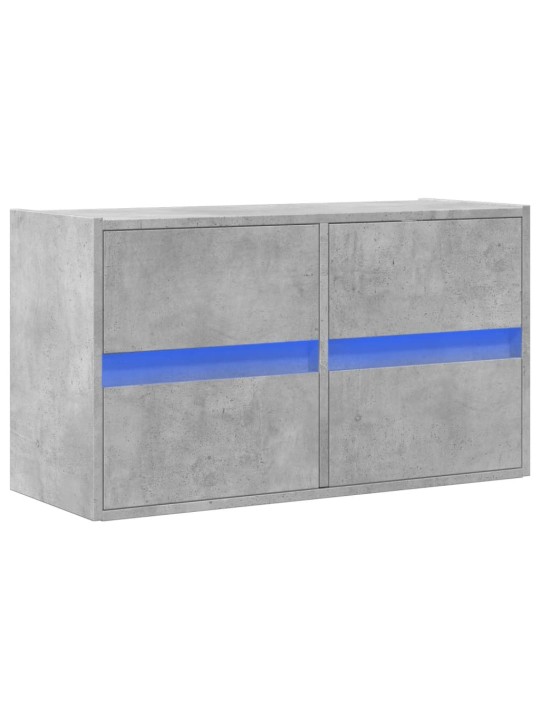 Tv sienas skapītis ar led lampiņām, betona pelēks, 80x31x45 cm