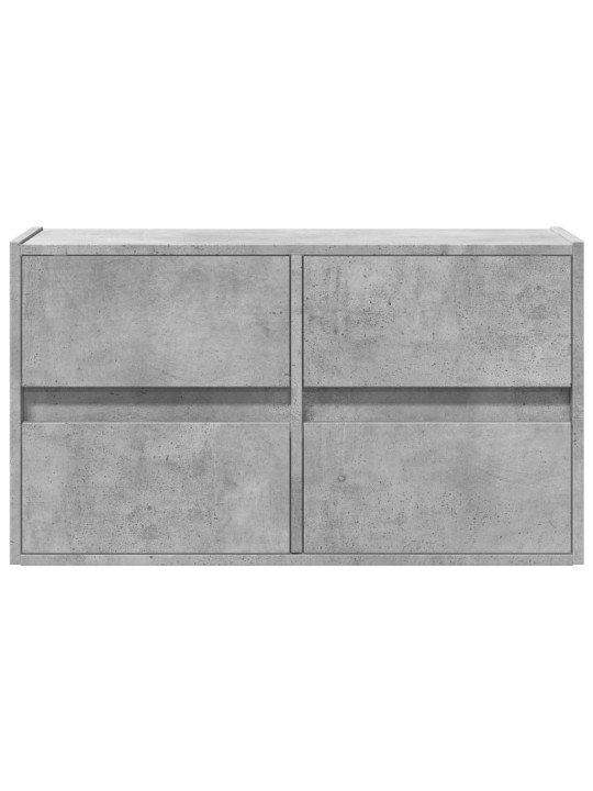 Tv sienas skapītis ar led lampiņām, betona pelēks, 80x31x45 cm