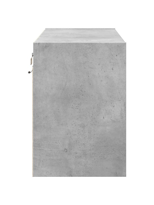 Tv sienas skapītis ar led lampiņām, betona pelēks, 80x31x45 cm